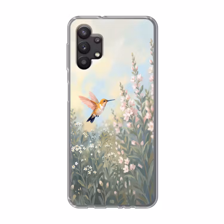 Kolibrie - Illustratie - Kleurrijk Telefoonhoesje Samsung Galaxy A32 5G klein -3d