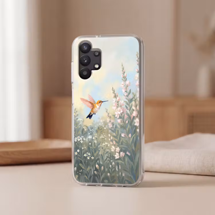 Kolibrie - Illustratie - Kleurrijk Telefoonhoesje Samsung Galaxy A32 5G klein -sfeer2