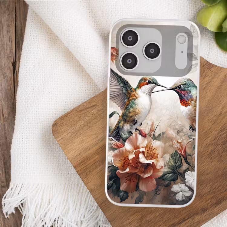 Kolibrie - Vogels - Bloemen - Natuur Telefoonhoesje iPhone 17 Pro klein -sfeer1