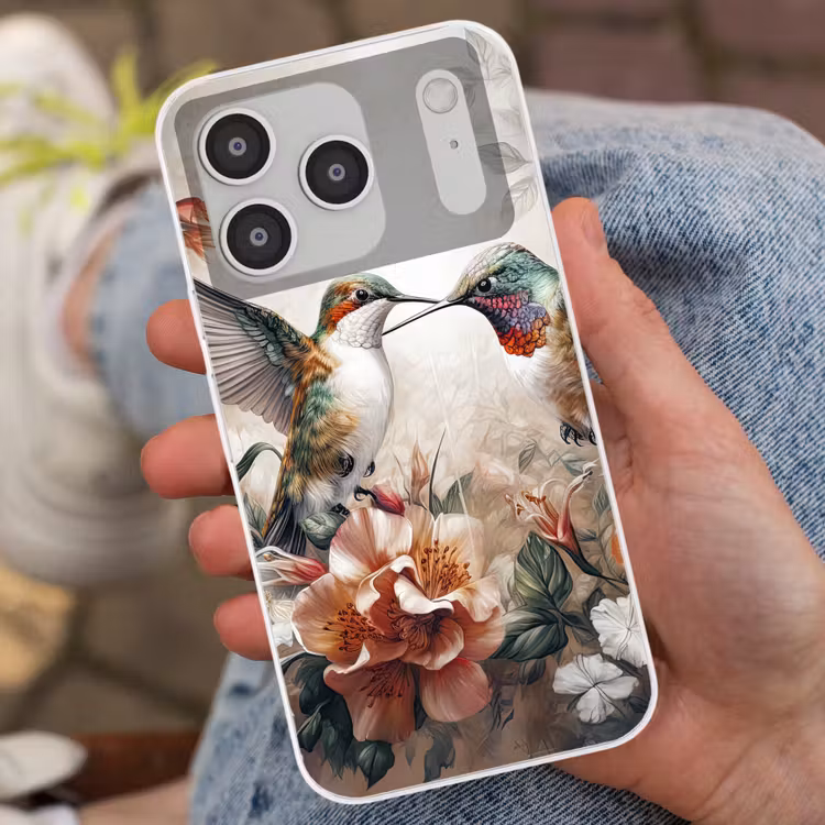 Kolibrie - Vogels - Bloemen - Natuur Telefoonhoesje iPhone 17 Pro klein -sfeer2