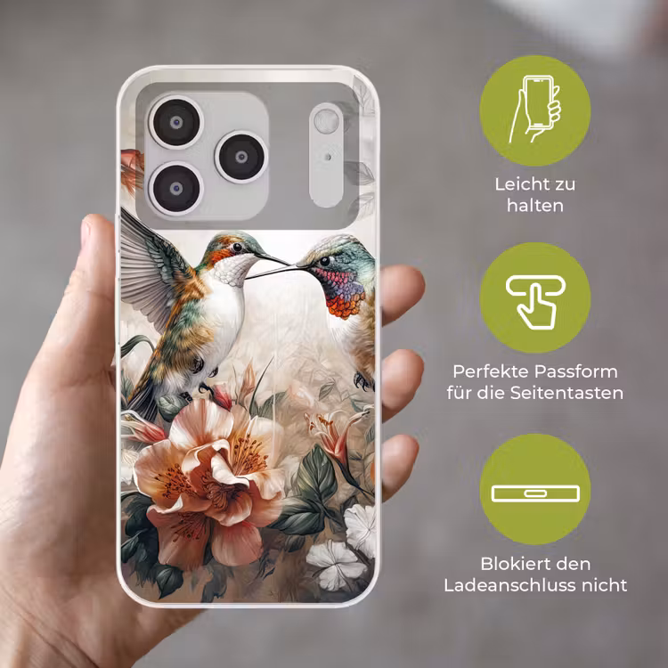 Kolibrie - Vogels - Bloemen - Natuur Telefoonhoesje iPhone 17 Pro klein -sfeer3_DE