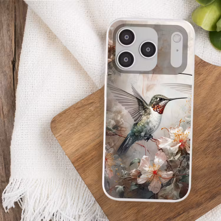 Kolibrie - Vogels - Bloemen - Planten Telefoonhoesje iPhone 17 Pro klein -sfeer1