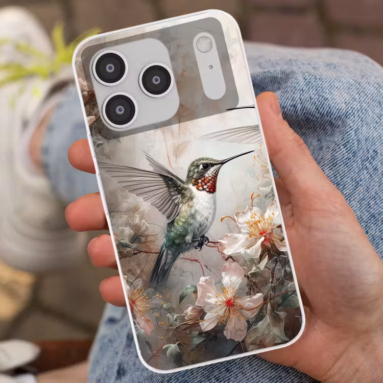 Kolibrie - Vogels - Bloemen - Planten Telefoonhoesje iPhone 17 Pro klein -sfeer2