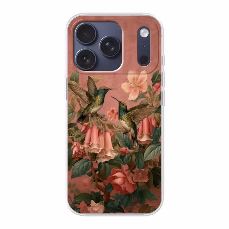 Kolibries - Bloemen - Groen - Roze Telefoonhoesje iPhone 17 Pro klein -3d