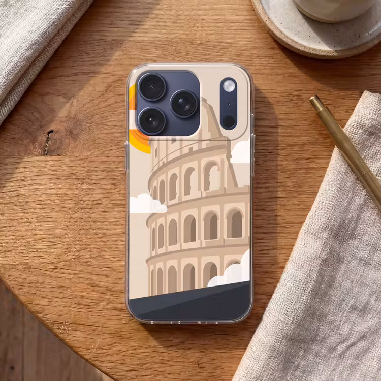 Colosseum - Zonsopgang - Rome - Architectuur - Beige Telefoonhoesje iPhone 17 Pro klein -sfeer1