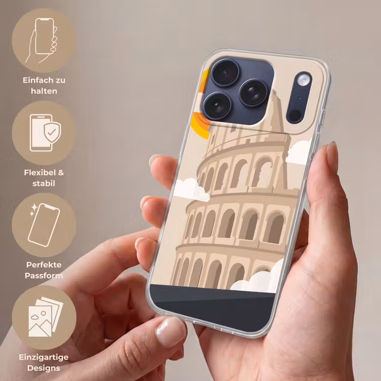 Colosseum - Zonsopgang - Rome - Architectuur - Beige Telefoonhoesje iPhone 17 Pro klein -sfeer3_DE