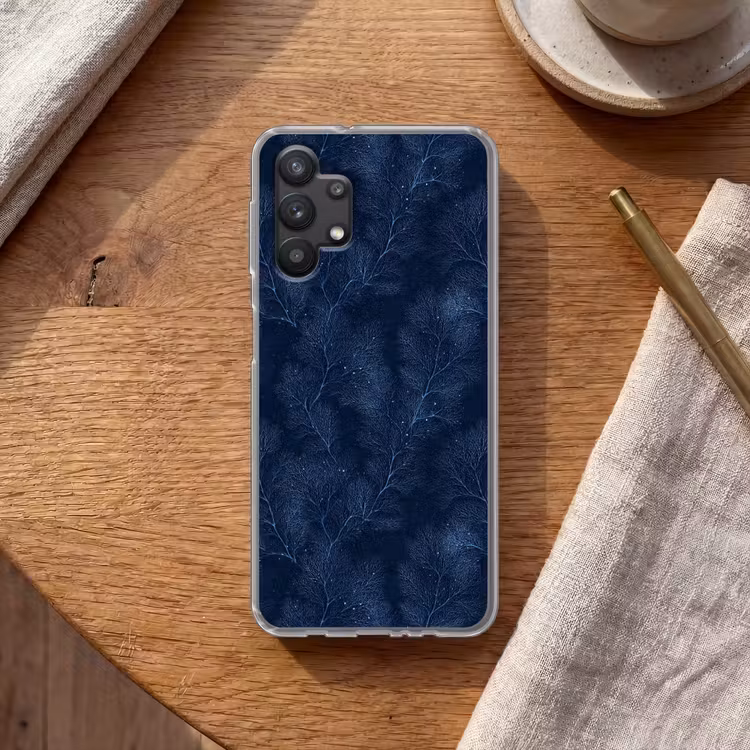 Koraal - Takken - Patroon - Nachtblauw Telefoonhoesje Samsung Galaxy A32 5G klein 346 -sfeer1