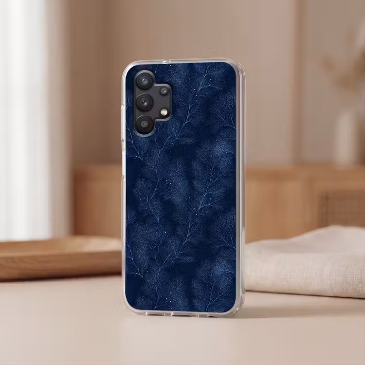Koraal - Takken - Patroon - Nachtblauw Telefoonhoesje Samsung Galaxy A32 5G klein 346 -sfeer2