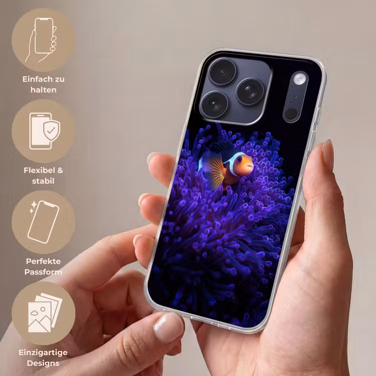 Koraal - Vis - Oranje - Zee Telefoonhoesje iPhone 17 Pro klein -sfeer3_DE