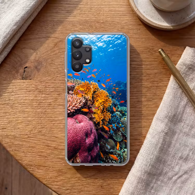 Koraal - Vissen - Oceaan - Natuur - Kleurrijk Telefoonhoesje Samsung Galaxy A32 5G klein -sfeer1