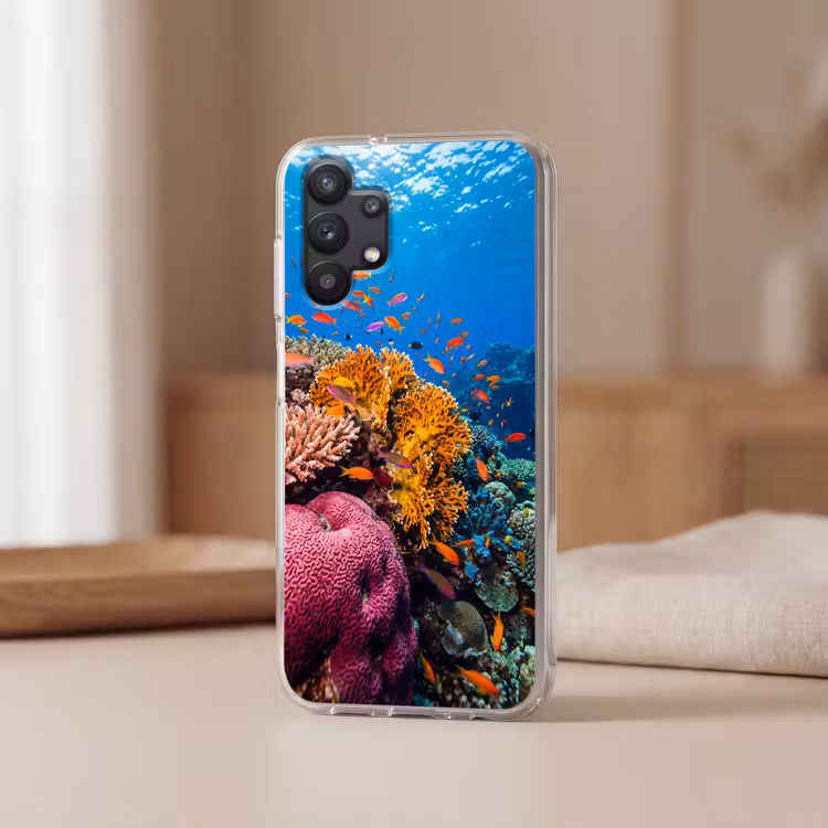 Koraal - Vissen - Oceaan - Natuur - Kleurrijk Telefoonhoesje Samsung Galaxy A32 5G klein -sfeer2