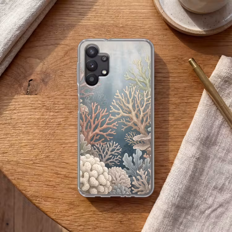 Koraal - Zeeleven - Onderwater - Illustratie - Natuur Telefoonhoesje Samsung Galaxy A32 5G klein -sfeer1