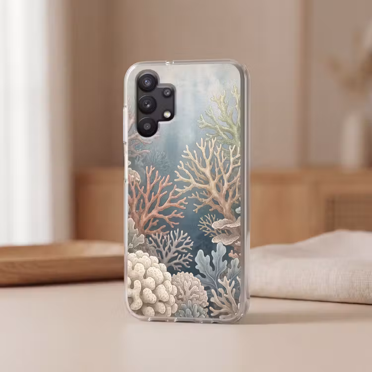 Koraal - Zeeleven - Onderwater - Illustratie - Natuur Telefoonhoesje Samsung Galaxy A32 5G klein -sfeer2