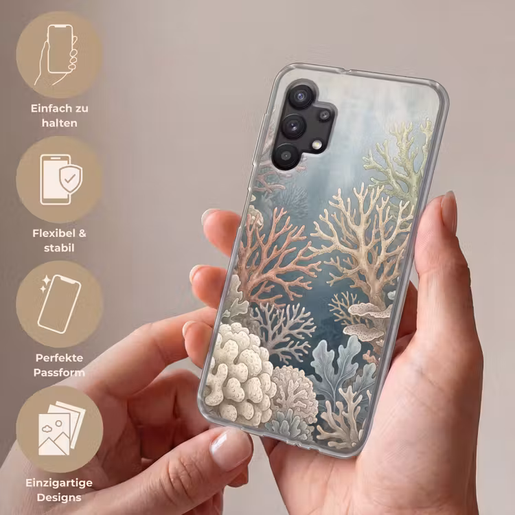 Koraal - Zeeleven - Onderwater - Illustratie - Natuur Telefoonhoesje Samsung Galaxy A32 5G klein -sfeer3_DE