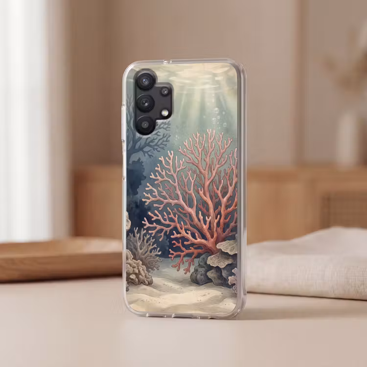 Koraal - Onderwater - Natuur - Roze Telefoonhoesje Samsung Galaxy A32 5G klein -sfeer2