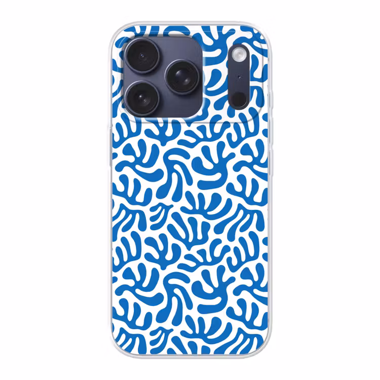Koraal patroon - Wit - Blauw - Zomer Telefoonhoesje iPhone 17 Pro klein -3d