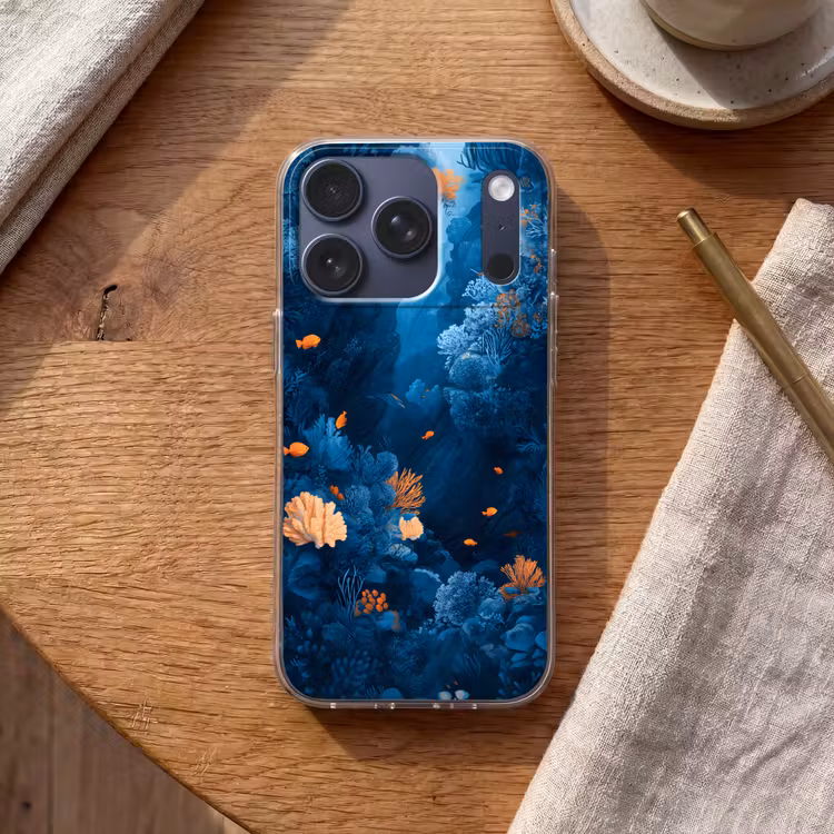 Koraalrif - Vissen - Oceaan - Blauw Telefoonhoesje iPhone 17 Pro klein -sfeer1