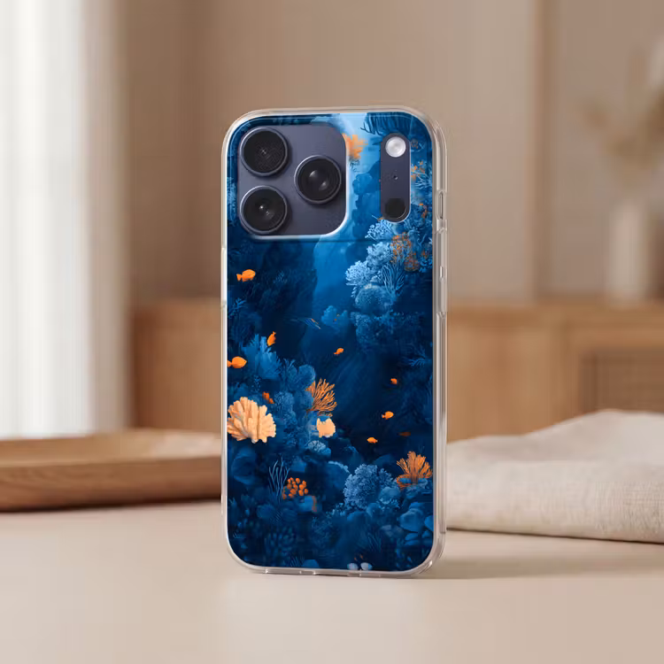 Koraalrif - Vissen - Oceaan - Blauw Telefoonhoesje iPhone 17 Pro klein -sfeer2