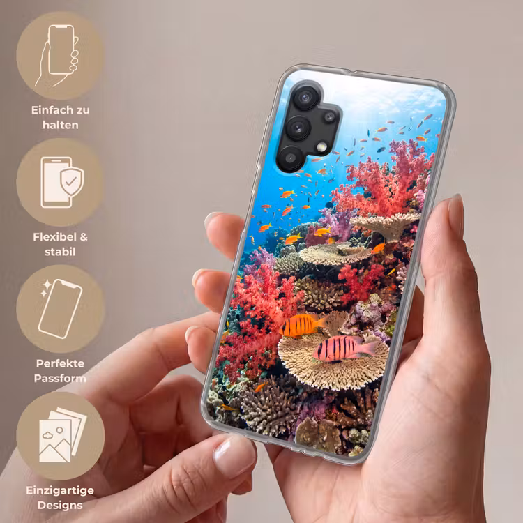 Koraalrif - Vissen - Onderwater - Tropisch - Rood Telefoonhoesje Samsung Galaxy A32 5G klein -sfeer3_DE