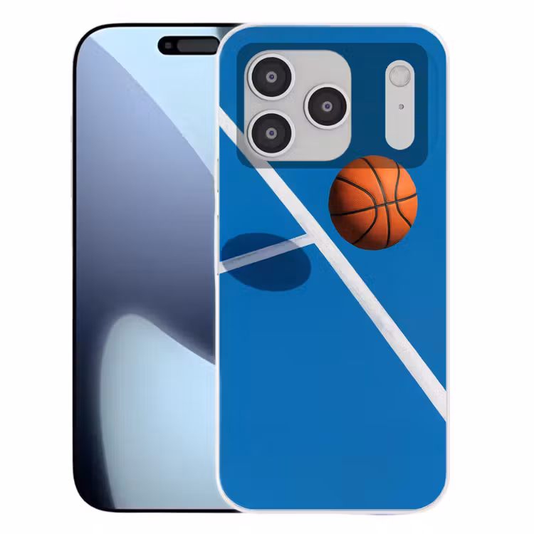 Basket - Bal - Blauw - Zwevend Telefoonhoesje iPhone 17 Pro klein -3d