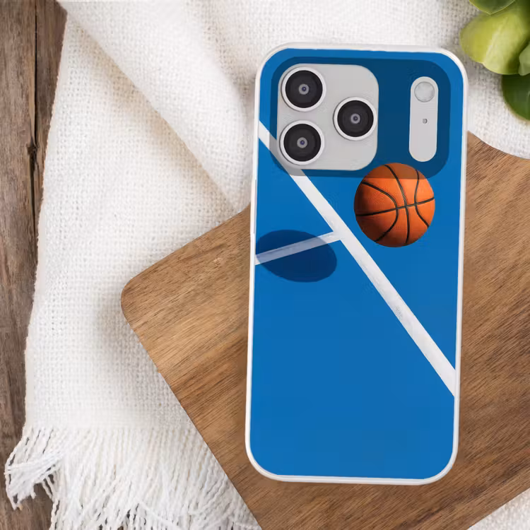 Basket - Bal - Blauw - Zwevend Telefoonhoesje iPhone 17 Pro klein -sfeer1