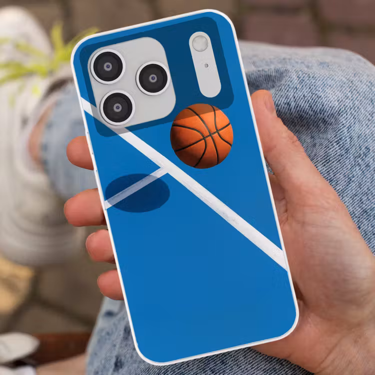 Basket - Bal - Blauw - Zwevend Telefoonhoesje iPhone 17 Pro klein -sfeer2