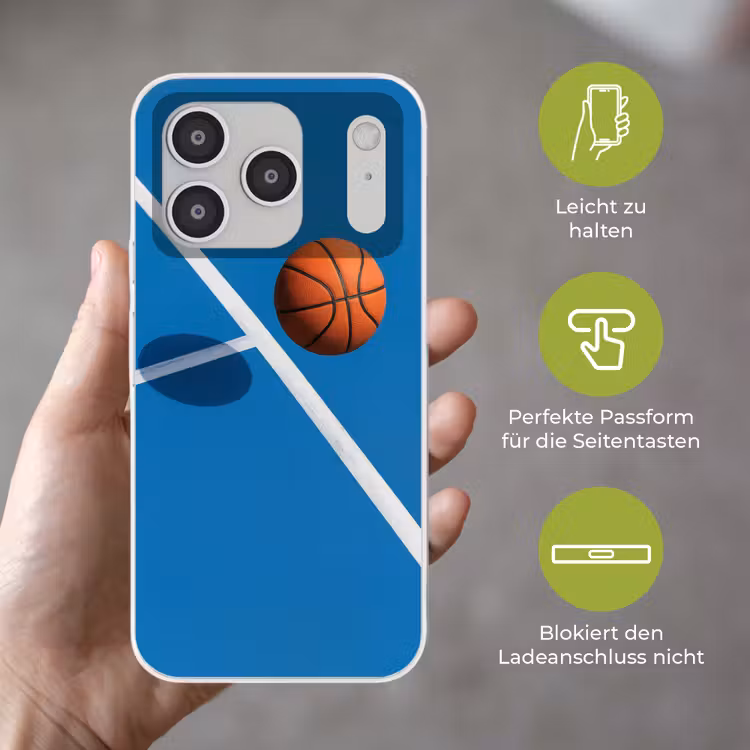 Basket - Bal - Blauw - Zwevend Telefoonhoesje iPhone 17 Pro klein -sfeer3_DE