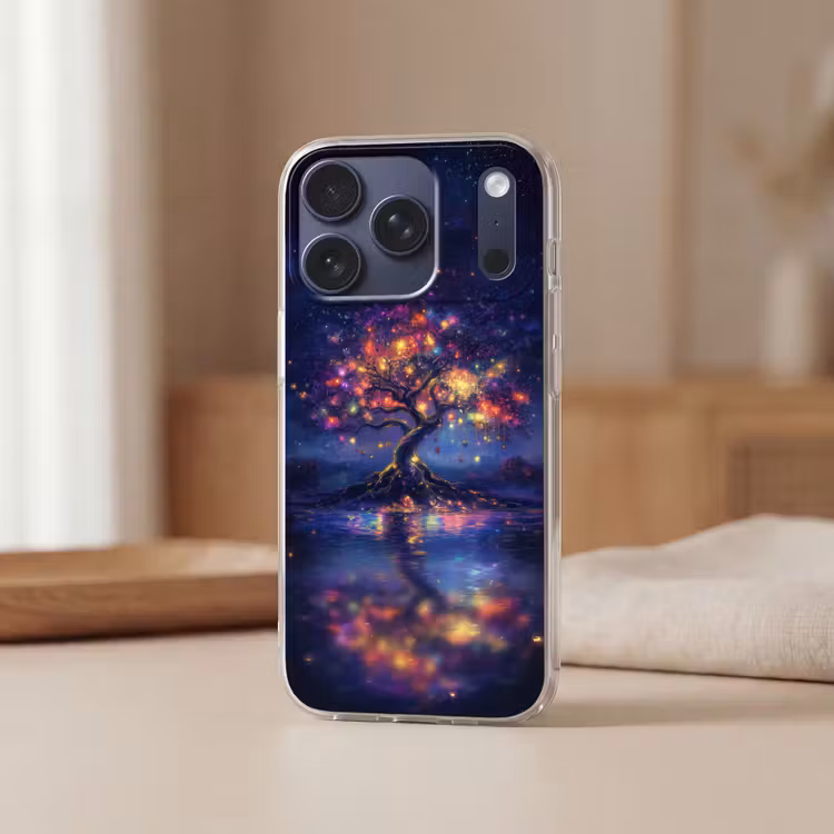 Kosmisch - lichtboom - Kerst - Kleurrijk Telefoonhoesje iPhone 17 Pro klein -sfeer2