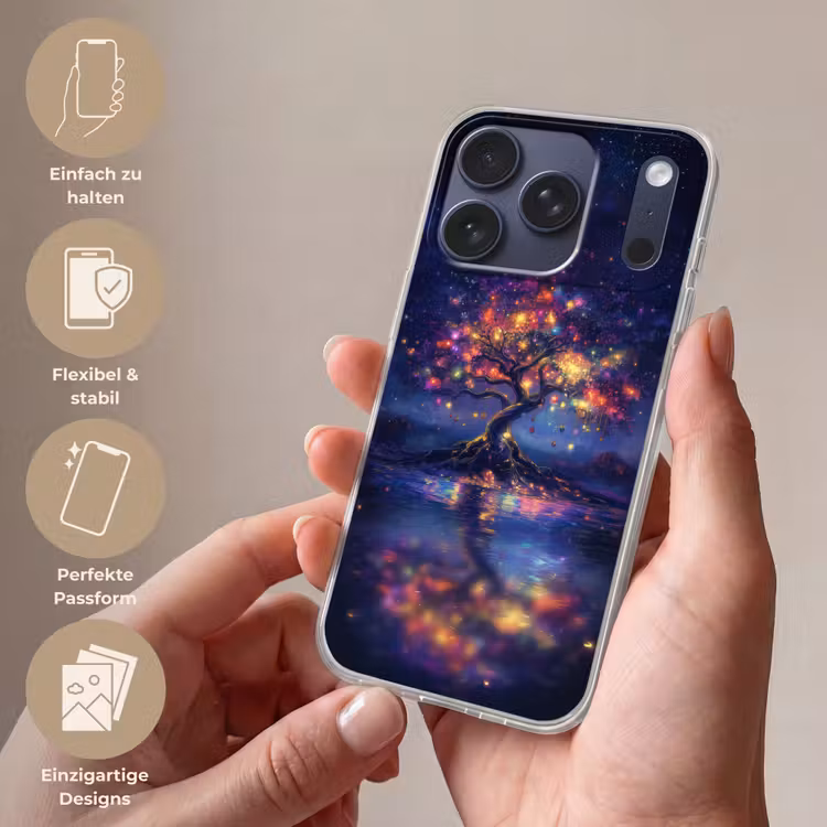 Kosmisch - lichtboom - Kerst - Kleurrijk Telefoonhoesje iPhone 17 Pro klein -sfeer3_DE