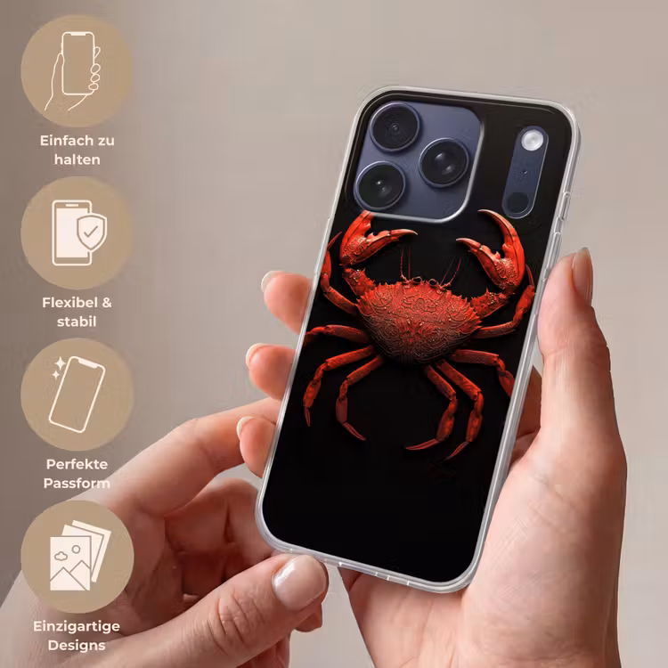 Krab - Rood - Vissen - Schaaldieren Telefoonhoesje iPhone 17 Pro klein -sfeer3_DE