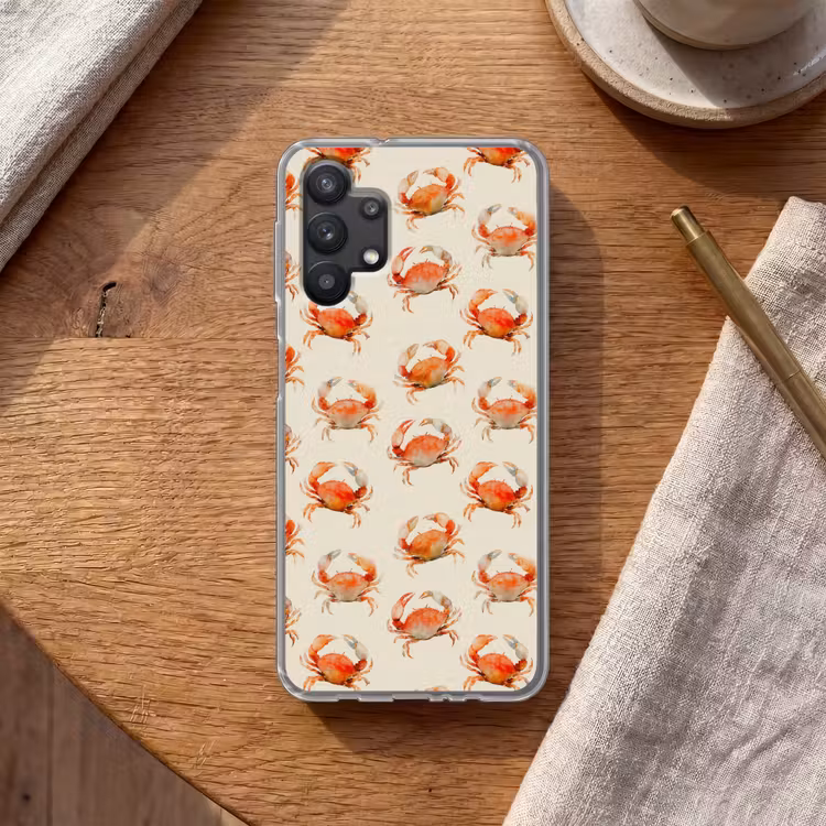 Krabben - Patroon - Oranje Telefoonhoesje Samsung Galaxy A32 5G klein 346 -sfeer1