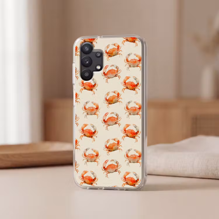 Krabben - Patroon - Oranje Telefoonhoesje Samsung Galaxy A32 5G klein 346 -sfeer2