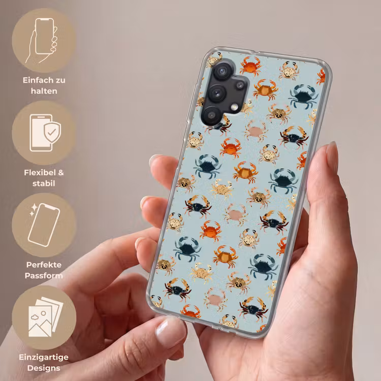 Krabben - Speels - Kleurrijk Telefoonhoesje Samsung Galaxy A32 5G klein 346 -sfeer3_DE