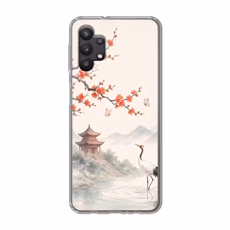 Kraanvogel - Azië - Klassiek Telefoonhoesje Samsung Galaxy A32 5G klein -3d
