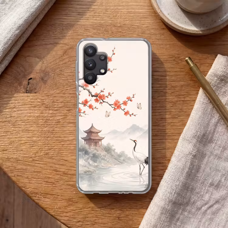 Kraanvogel - Azië - Klassiek Telefoonhoesje Samsung Galaxy A32 5G klein -sfeer1