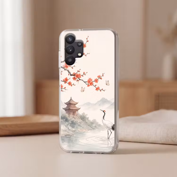 Kraanvogel - Azië - Klassiek Telefoonhoesje Samsung Galaxy A32 5G klein -sfeer2