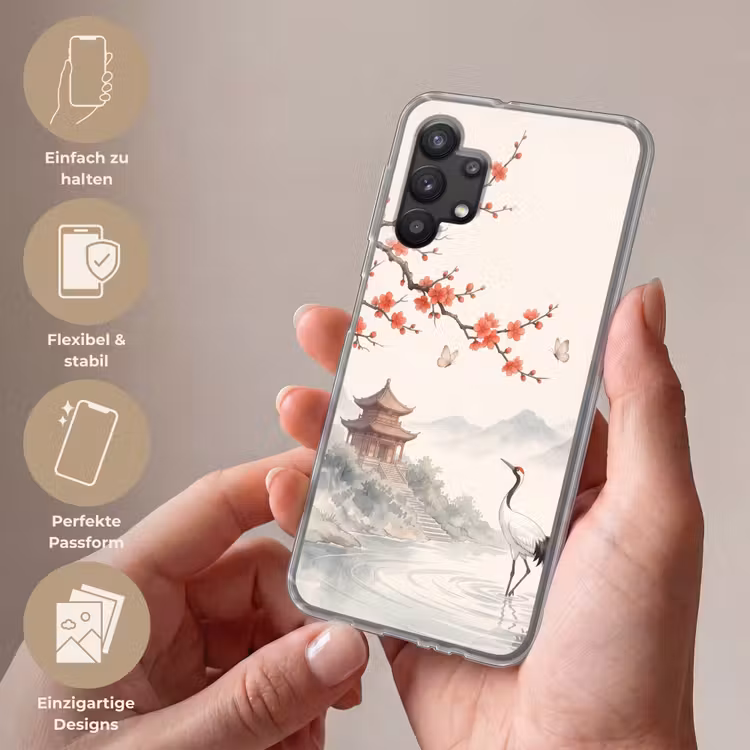 Kraanvogel - Azië - Klassiek Telefoonhoesje Samsung Galaxy A32 5G klein -sfeer3_DE
