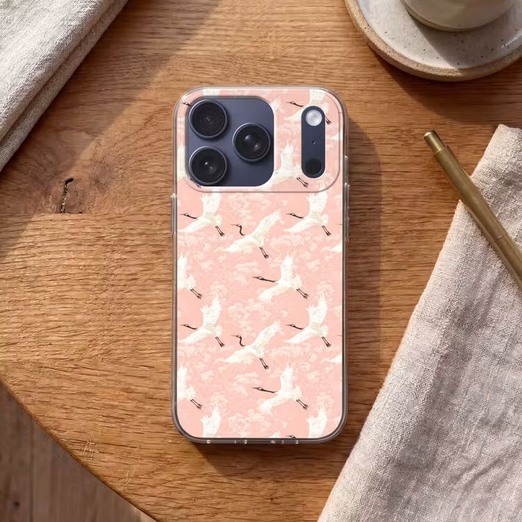 Kraanvogels - Bloesem - Roze Telefoonhoesje iPhone 17 Pro klein 878 -sfeer1