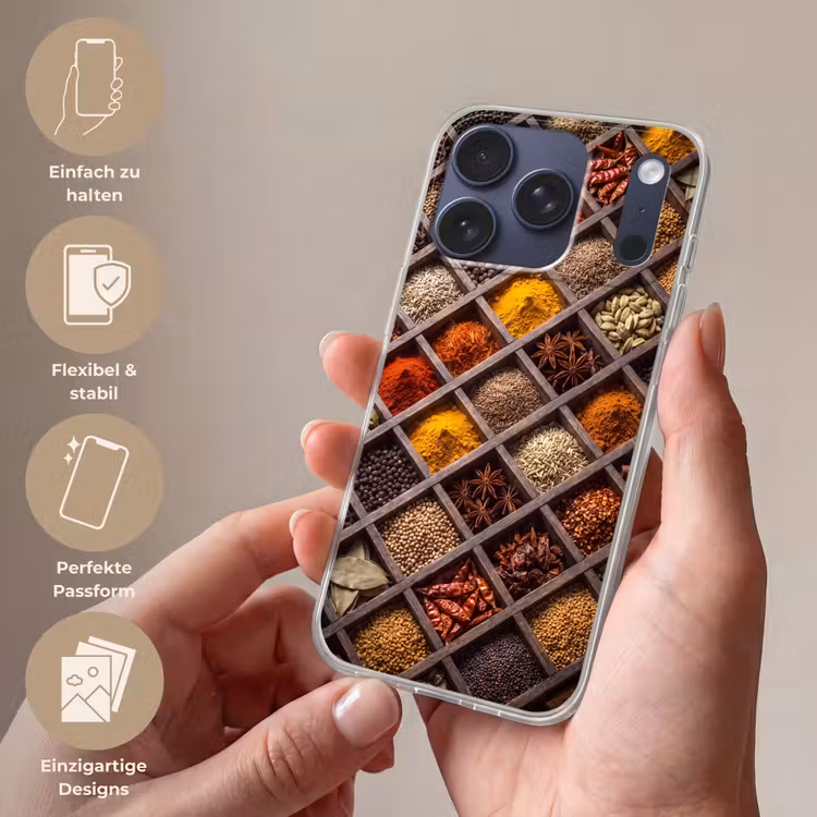 Handyhülle - Kräuter – Holz – Essen - Kruiden - Houten - Eten Telefoonhoesje iPhone 17 Pro klein