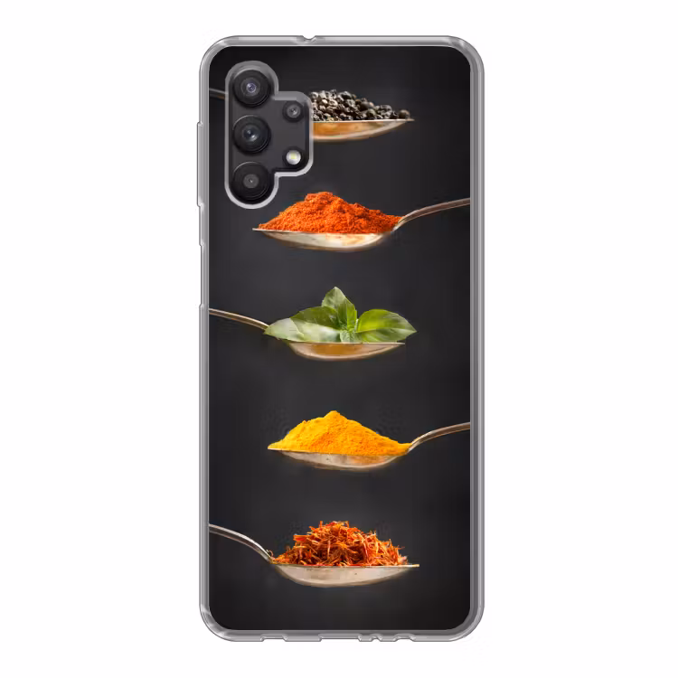 Kruiden - Lepel - Specerijen - Zwart - Italiaans Telefoonhoesje Samsung Galaxy A32 5G klein -3d