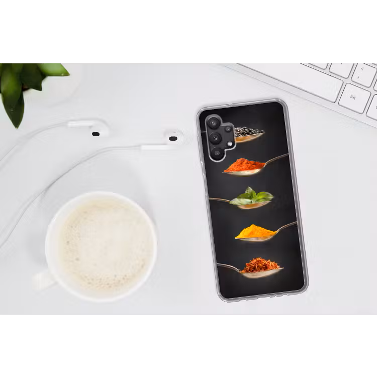 Kruiden - Lepel - Specerijen - Zwart - Italiaans Telefoonhoesje Samsung Galaxy A32 5G klein -oordopA32_5G