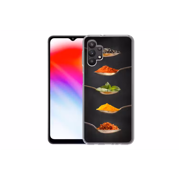 Kruiden - Lepel - Specerijen - Zwart - Italiaans Telefoonhoesje Samsung Galaxy A32 5G klein -dubbelA32_5G