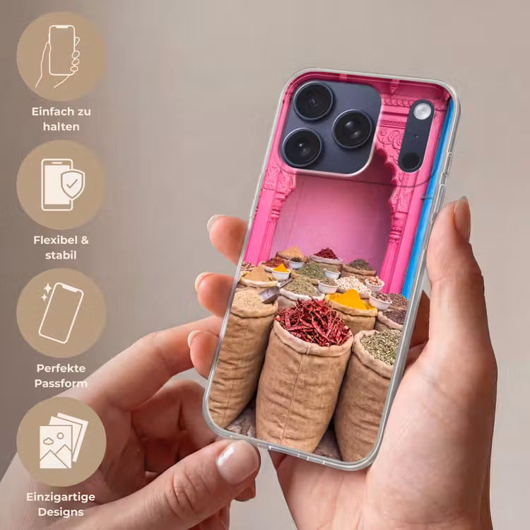 Handyhülle - Kräuter – Markt – Rosa - Kruiden - Markt - Roze Telefoonhoesje iPhone 17 Pro klein