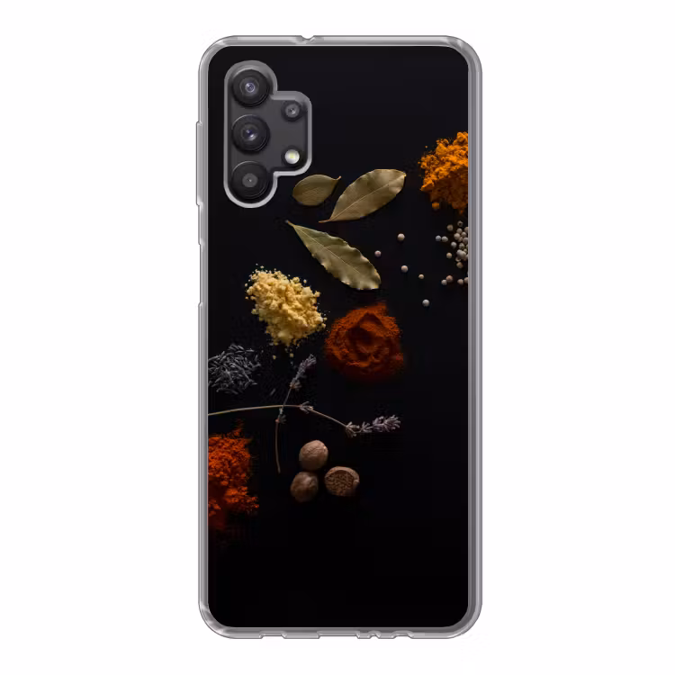 Kruiden - Zwart - Specerijen - Keuken - Koken Telefoonhoesje Samsung Galaxy A32 5G klein -3d