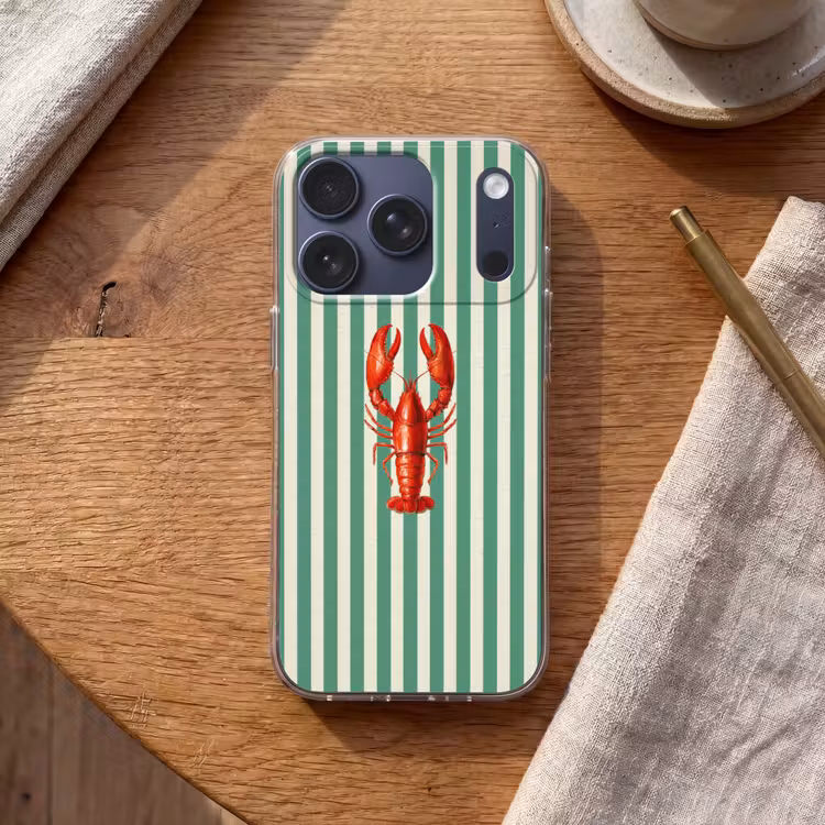 Kreeft - Strepen - Realistisch - Zomers Telefoonhoesje iPhone 17 Pro klein -sfeer1