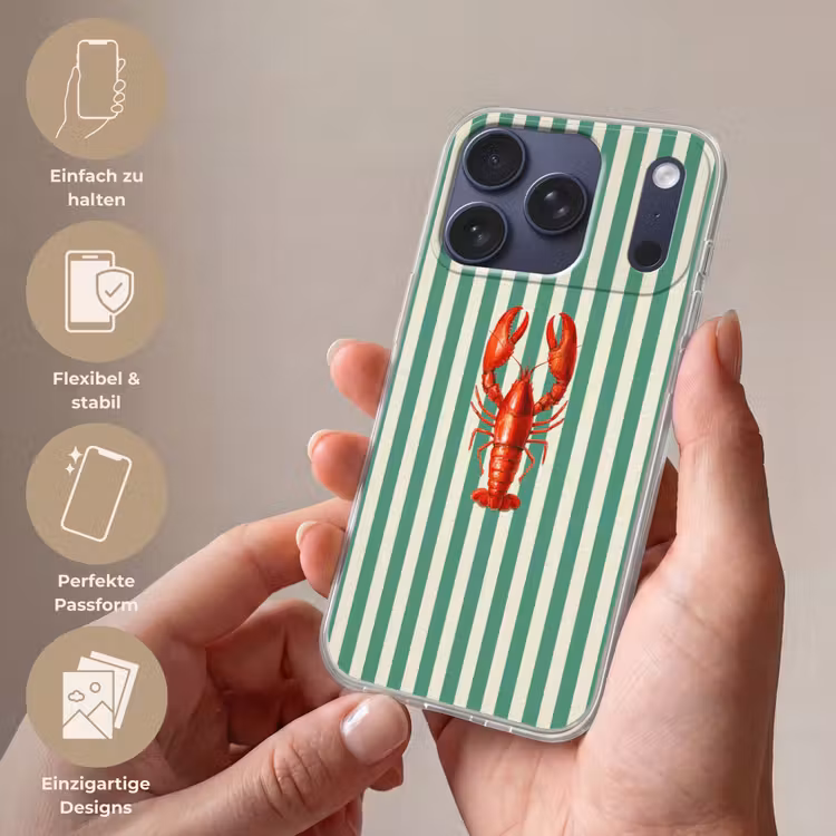 Kreeft - Strepen - Realistisch - Zomers Telefoonhoesje iPhone 17 Pro klein -sfeer3_DE