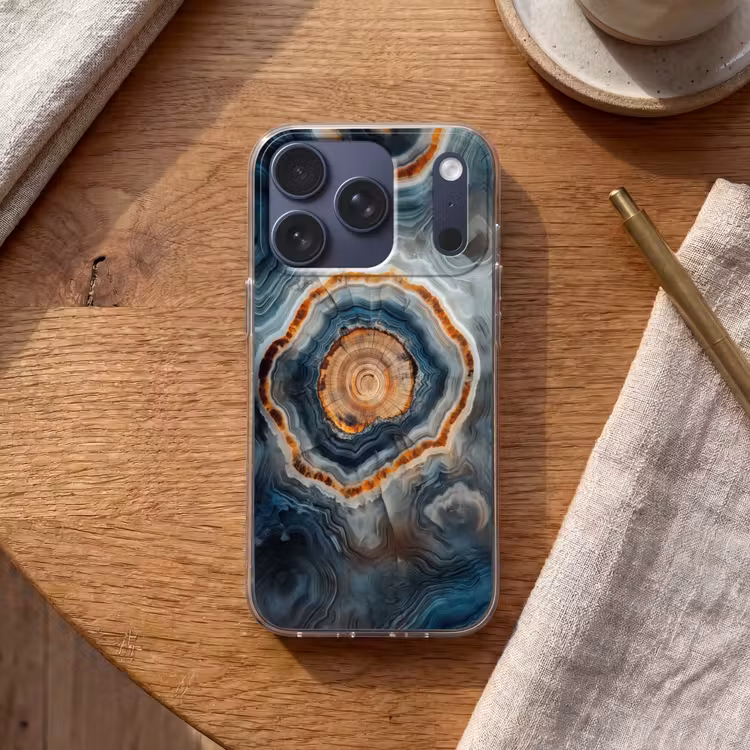 Cirkel - Ringen - Steen - Tinten Telefoonhoesje iPhone 17 Pro klein -sfeer1