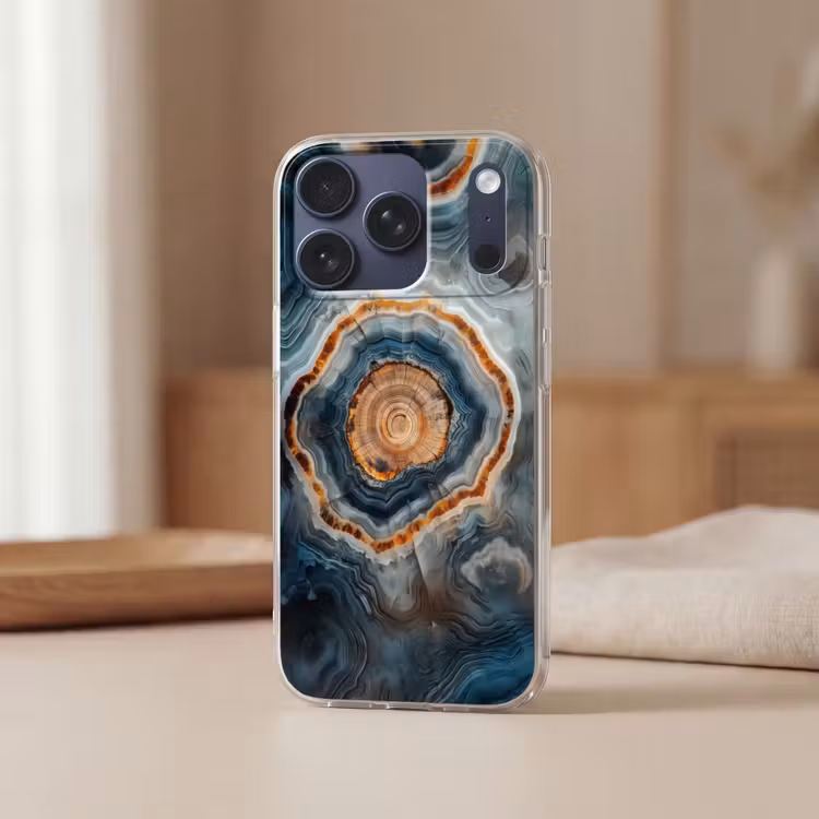 Cirkel - Ringen - Steen - Tinten Telefoonhoesje iPhone 17 Pro klein -sfeer2