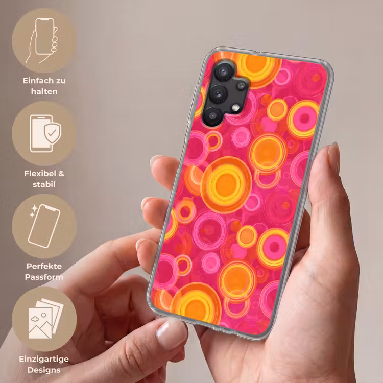 Cirkels - Design - Kleurrijk Telefoonhoesje Samsung Galaxy A32 5G klein 346 -sfeer3_DE