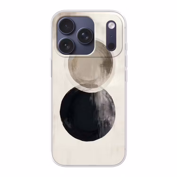 Cirkels - Vorm - Beige - Abstract Telefoonhoesje iPhone 17 Pro klein -3d